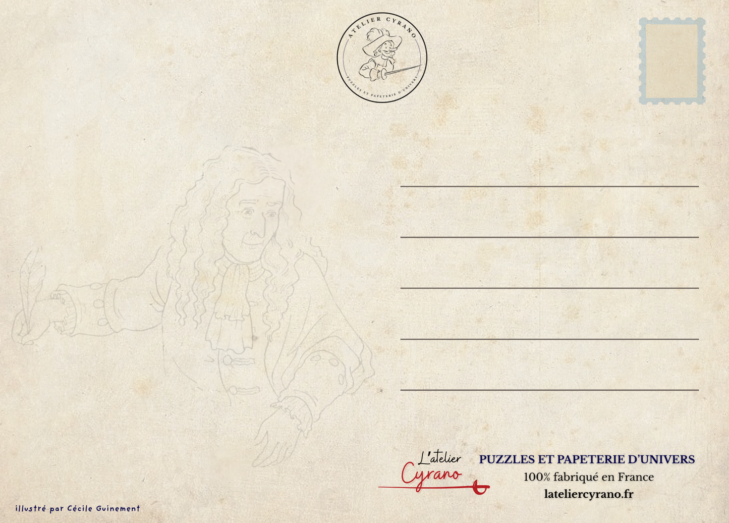 carte postale fables La Fontaine atelier cyrano papeterie d'univers