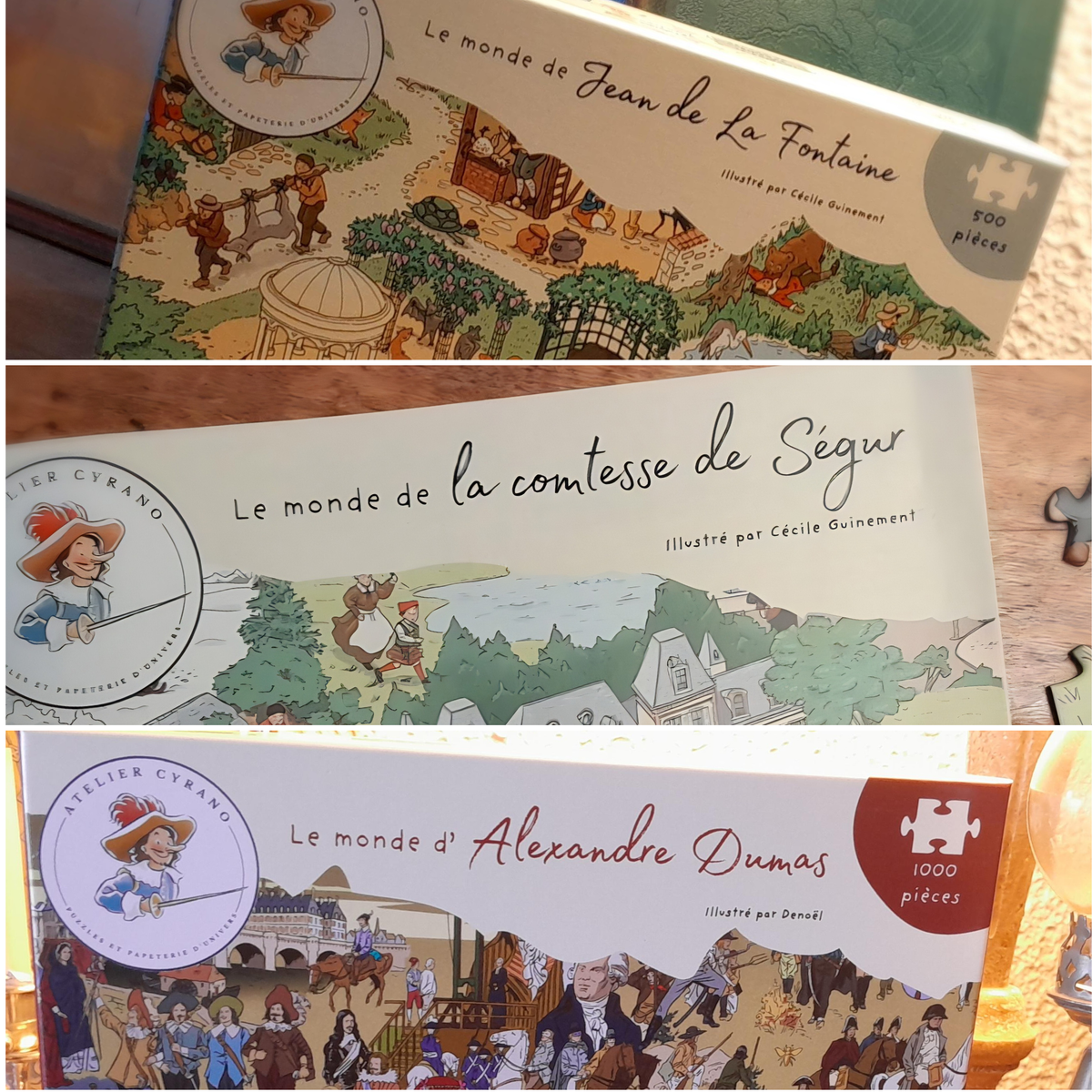 Les 3 puzzles littéraires - La Fontaine, Dumas & Comtesse de Ségur
