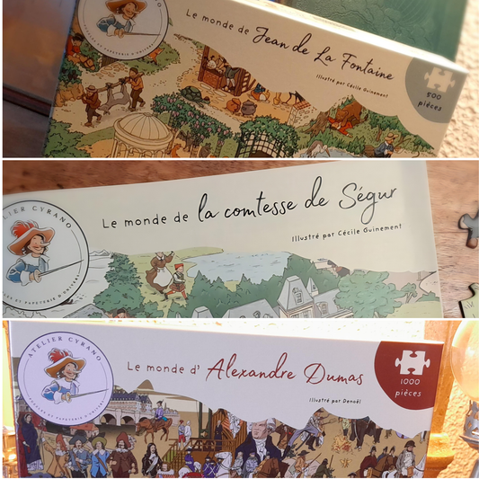 Les 3 puzzles littéraires - La Fontaine, Dumas & Comtesse de Ségur
