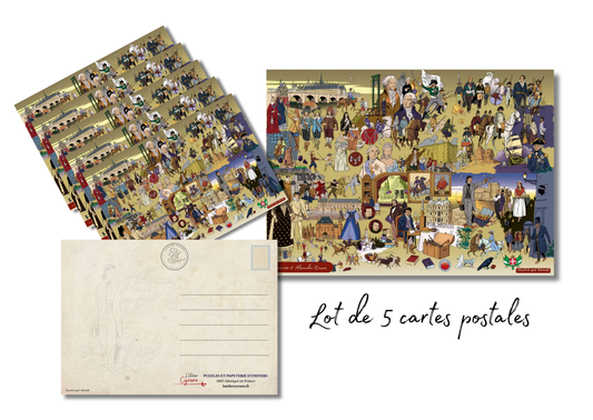 Lot de 5 cartes postales Le Monde d'Alexandre Dumas